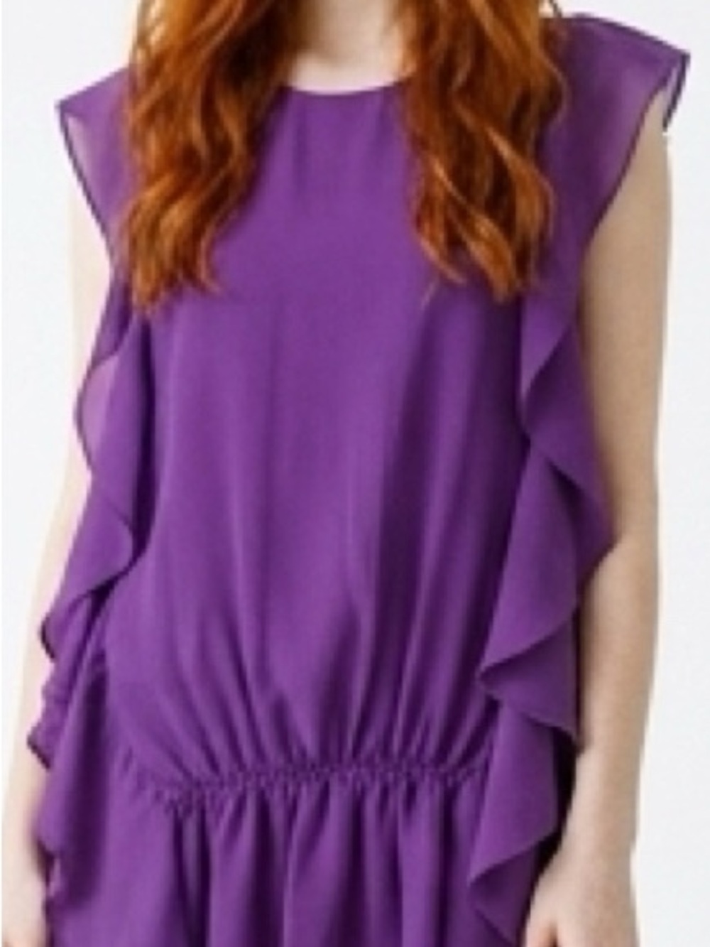 BCBG Purple Ruffle Blouse, large